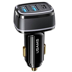 Авто 2USB/1Type-C 3A USAMS US-CC126 C24 чёрный