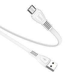 Кабель USB <--> microUSB  1.0м HOCO X40 Noah плоский, белый