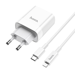 Сетевое ЗУ 2USB 3A HOCO C80A, Rapido, белый, 30Вт, Lightning-Type-C