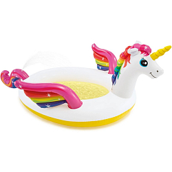 Бассейн надувной детский 272x193x104см INTEX "Волшебный единорог" с распылителем, 165л, от 2 лет (57441)