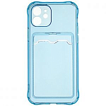 Задняя накладка ZIBELINO Silicone Card Holder Case для iPhone 12 (голубой) защита камеры