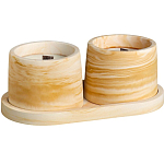 Свечи в бетоне на подставке "Лофт", соевый воск, деревянный фитиль, бело-горчичная 5365011