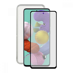 Противоударное стекло 2.5D FAISON для SAMSUNG Galaxy A71, GL-01, Radian, черное, полный клей