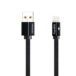 Кабель USB <--> Lightning  1.0м FAISON K-35 Push, ткань, чёрный