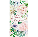Конверт для денег «С Днем Рождения», нежные цветы, частичный УФ-лак, 16,5 × 8 см