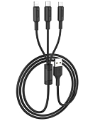 Кабель USB <--> Lightning/Type-C/microUSB  1.0м HOCO X25 Soarer чёрный