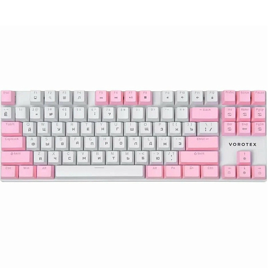 Клавиатура VOROTEX K87S Red Switch, Розовый,белый