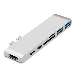 USB-Хаб JETACCESS JA-HV11, серебристый, 7в1 для MacBook Pro и MacBook Air