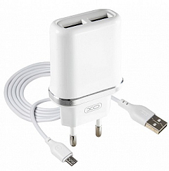Сетевое ЗУ 2USB 2.1A XO L52 microUSB белый
