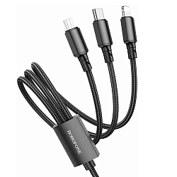 Кабель USB <--> Ligtning/Type-C/microUSB  1.0м BOROFONE BX72, красный