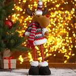 Кукла интерьерная Олень в полосатом шарфике-длинные ножки 11х36 см, стоит   5036076