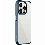 Силиконовый чехол KZDOO для iPhone 15 Guardian прозрачный с синей рамкой