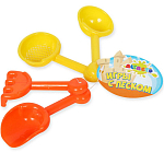 Набор для игры в песке "4 в 1" (совки - 3 шт., грабли, 11 см)