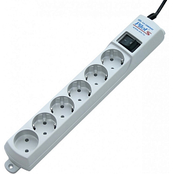 Сетевой фильтр  5.0м PILOT S 6 розеток, белый, коробка