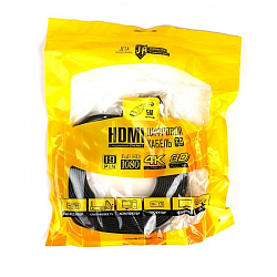 Кабель HDMI <--> HDMI  5.0м JET.A JA-HD10 плоский (v. 2.0 с поддержкой 3D, Ultra HD 4К/Ethernet)