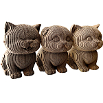 Картонный 3D конструктор QBRIX Три котика + глазки