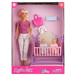 Набор кукол DEFA Lucy "Мамочка близняшек" (3 шт., 29 и 8 см, кроватка, аксесс., в ассорт.)