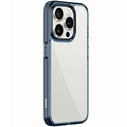 Силиконовый чехол KZDOO для iPhone 15 Guardian прозрачный с синей рамкой