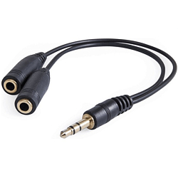 Разветвитель Jack 3.5 <--< 2*Jack 3.5  0.2м AVS AU-622 черный