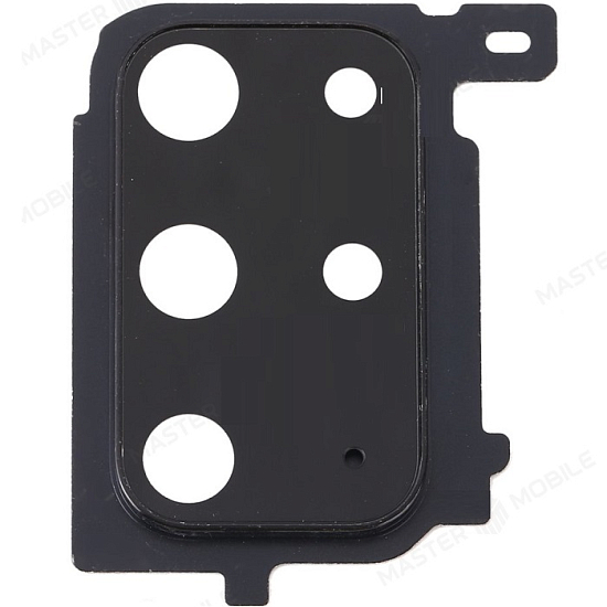 Стекло задней камеры для Samsung G985 Galaxy S20+ (в рамке) черный