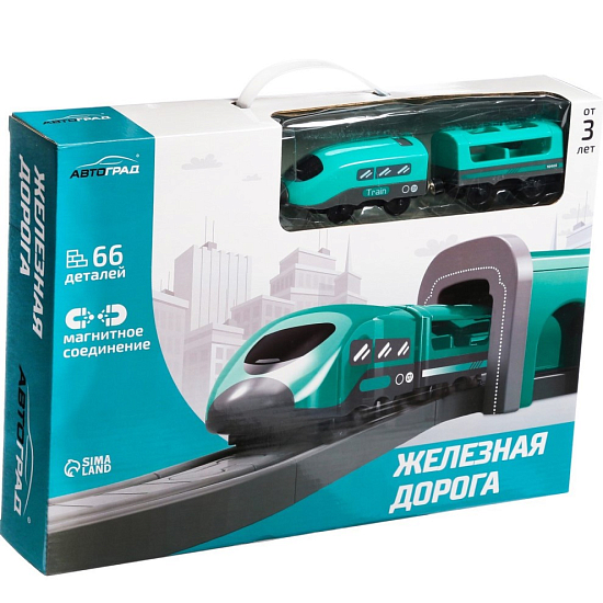 Железная дорога Автоград «Экспресс», 66 деталей, работает от батареек, подходит для деревянных железных дорог 6904735