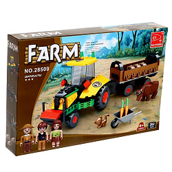 Конструктор KEYIXING Ферма «Трактор с телегой», 262 детали 9847750
