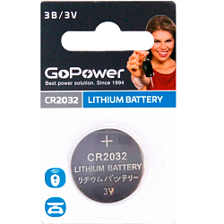 Элемент питания GoPower CR2032 BL-1 (1/50/2000)