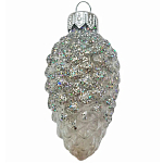 Ёлочное украшение "Шишка в снегу", прозрачная серия, серебро, в подарочной упаковке, h-8см ФУ-2-90/П2