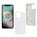 Силиконовый чехол SILICONE CASE для iPhone 12 Pro Max White (MagSafe + анимация NFC) (с лого)