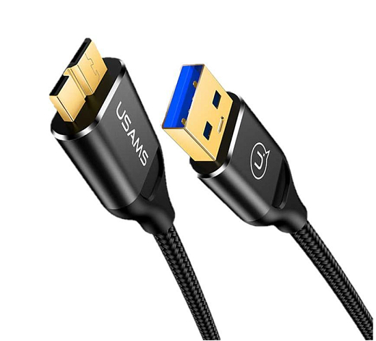 Кабель USB 3.0 <--> microUSB 3.0  1.0м USAMS US-SJ272 U19 в переплёте, чёрный