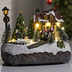 Светодиодная фигура «Новогодний город» 19 × 17 × 13 см, полистоун, батарейки ААх3 (не в комплекте), USB, свечение тёплое белое