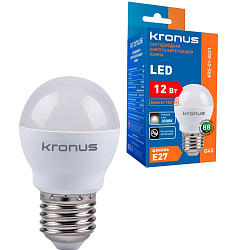 Лампа светодиодная KRONUS G45 шар 12W/3000K/E27 тёплый свет