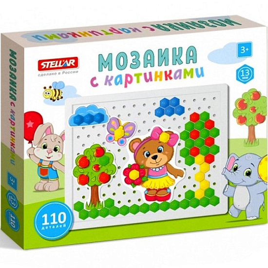 Мозаика с картинками, 110 деталей, диаметр 13 мм