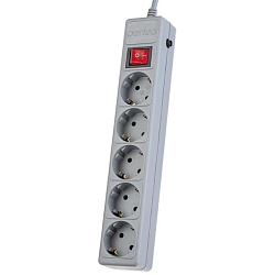 Сетевой фильтр  3.0м PERFEO POWER+ 5 розеток, серый (PF-PP-5/3,0-G)