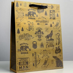 Пакет крафтовый вертикальный «For real man», L 31 × 40 × 11.5 см