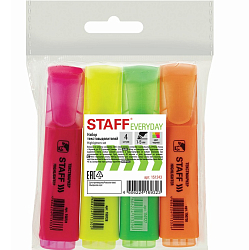 Набор текстовыделителей STAFF EVERYDAY, 4 шт., ассорти, линия 1-5 мм