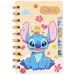 Блокнот А6, 65 листов, с разделителями «Стич и птичка» 10895249