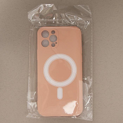 Задняя накладка LuazON для iPhone 12 Pro, поддержка MagSafe, силиконовый, розовый