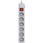 Сетевой фильтр  1.8м SMARTBUY SBSP-6-18-G, серый, 6 розеток, 16А, без з/ш, с з/к, ПВС 3x1.0
