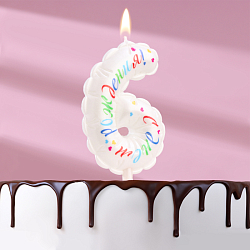 Свеча в торт "Воздушная", цифра 6, 5,5 см, белая   9943292