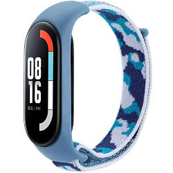 Нейлоновый ремешок AKSBERRY для Xiaomi Mi Band 4/5/6/7 синий камуфляж