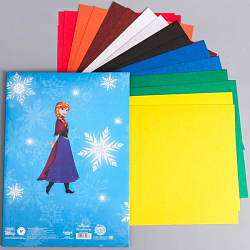 Картон цветной немелованный «Эльза», А4, 16 л., 8 цв., Холодное сердце, 220 г/м2
