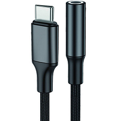 Переходник Jack 3.5 >--> Lightning WALKER WA-030 черный, в коробке