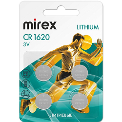 Элемент питания MIREX CR1620 BL-4 (4/216/648), ecopack
