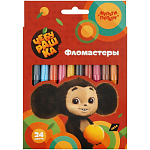 Фломастеры Мульти-Пульти "Чебурашка", 24цв., смываемые, картон, европодвес ФЛЧБ_53016