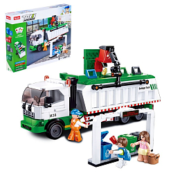 Конструктор SLUBAN Город «Сортировочный мусоровоз», 432 детали