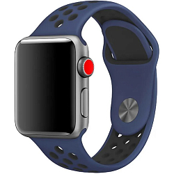 Силиконовый ремешок NONAME для Apple Watch 42mm синий-черный, с перфорацией