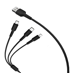 Кабель USB <--> Lightning/microUSB/Type-C  1.0м BOROFONE BX16 Easy чёрный