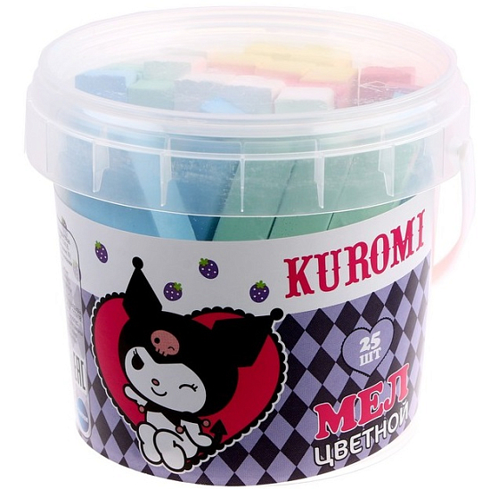 Мелки цветные для письма и рисования, Kuromi, 25 шт. в ведёрке