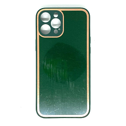 Задняя накладка AKSS для iPhone 12 Pro Max (6.7), изумрудный, имитация стекла с защитой камеры